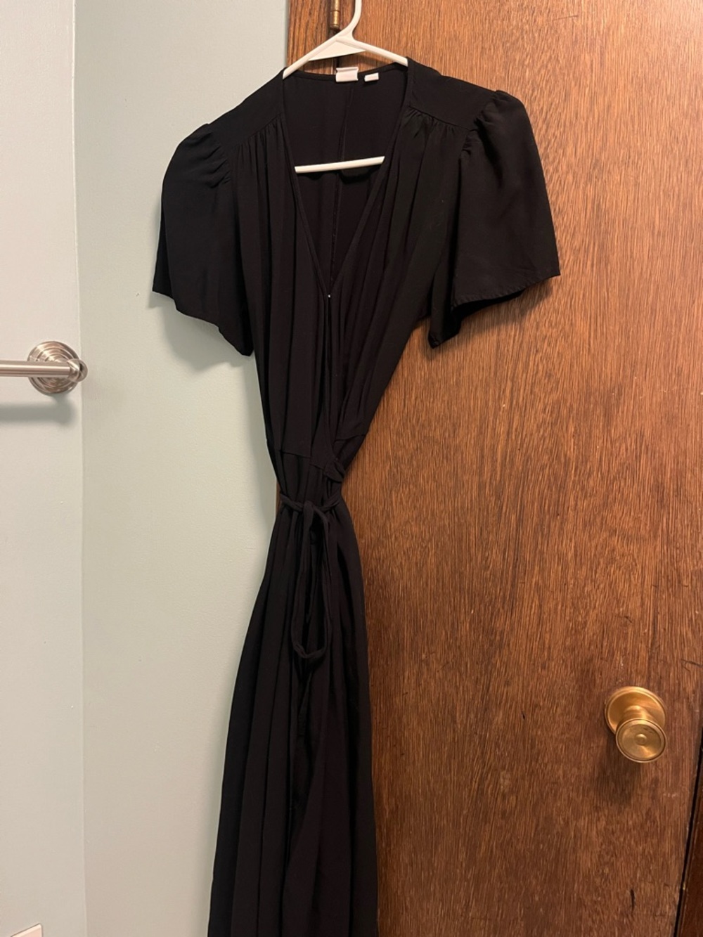 GAP Black Wrap Maxi Dress with Tie Waist